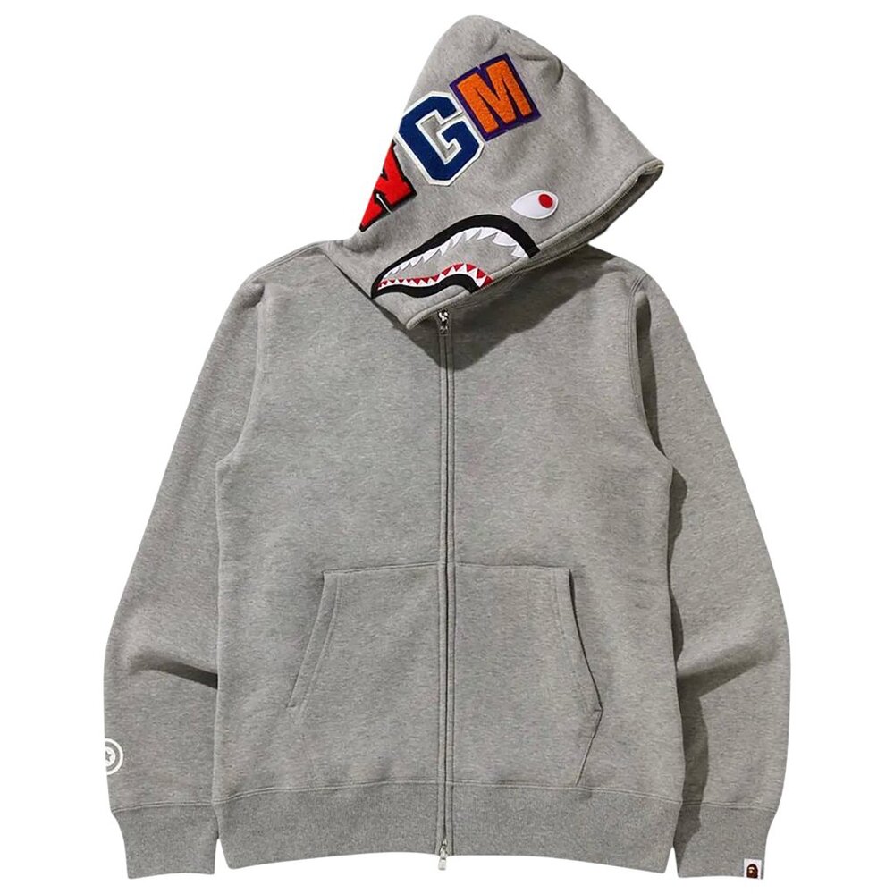 BAPE Shark WGM Full Zip Hoodie Gray | A Bathing Ape